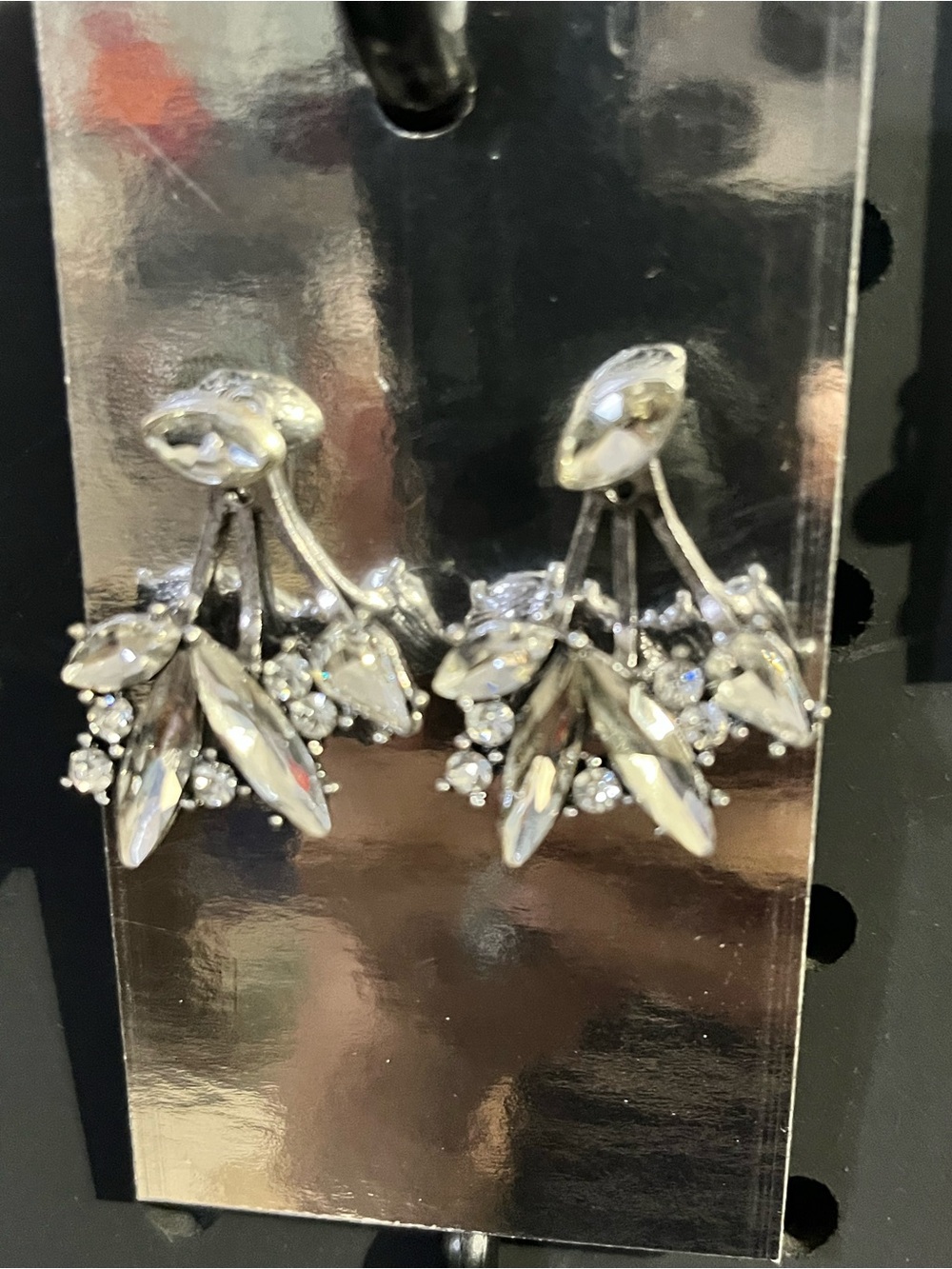 Source Unknown Silver-Tone Crystal Cluster Drop Earring Jackets SS plated